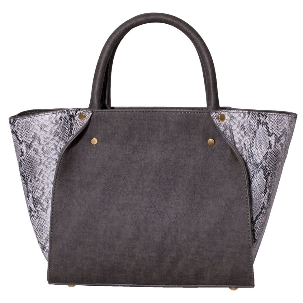 Tote with faux snake accent